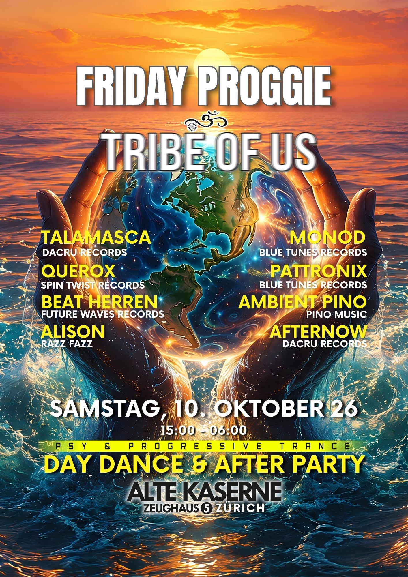 Flyer: Friday Proggie meets Tribe of Us, 10. Oktober 2026